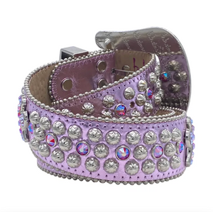 b.b. Simon Safa Western – Light Metallic Pink Crystal Belt - Dudes Boutique