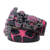 b.b. Simon Electric Pink Skull Pile Crystal Belt - Dudes Boutique