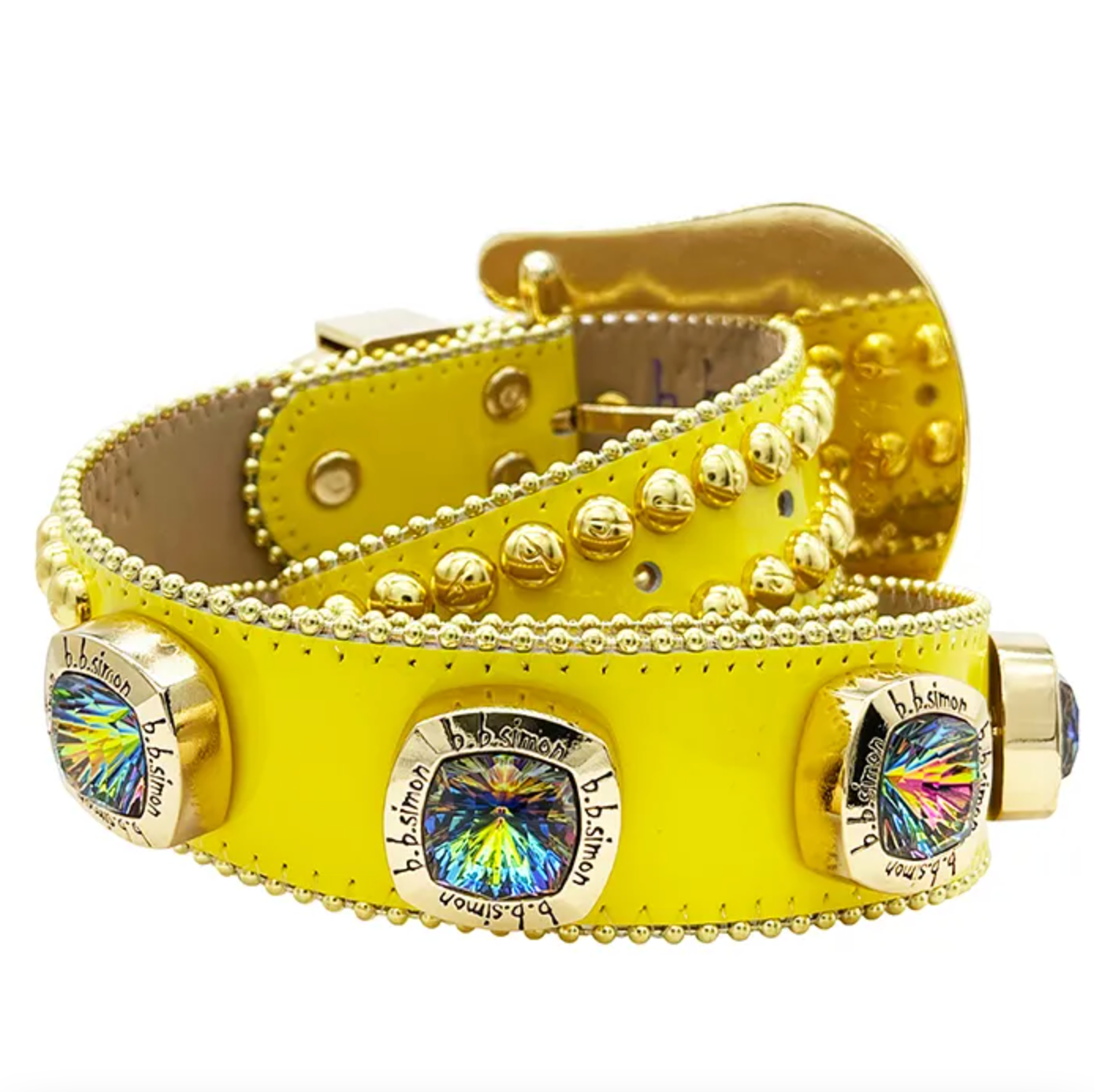 b.b. Simon Triple ‘b’ Champion – Yellow Volcano Crystal Belt - Dudes Boutique