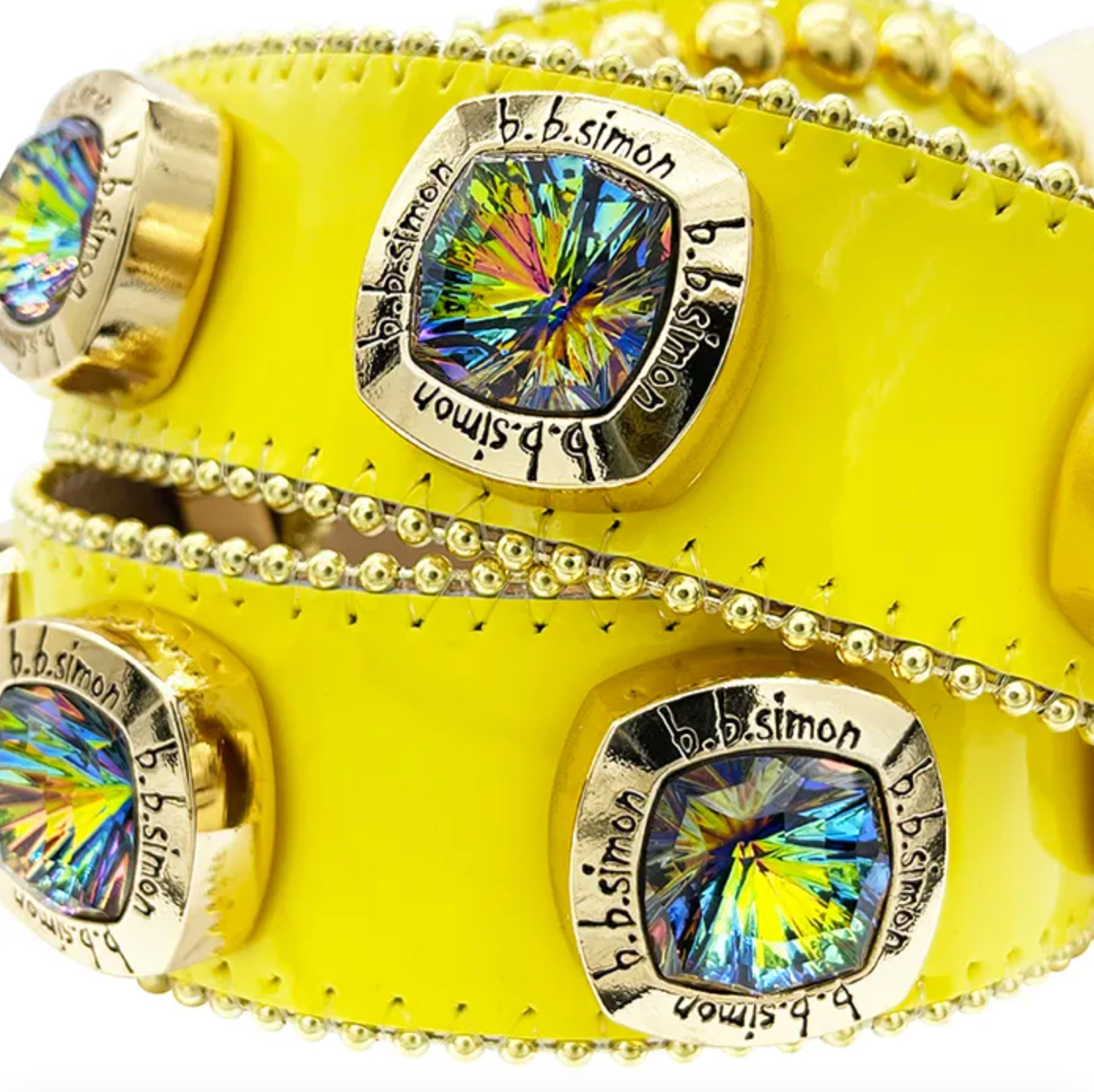 b.b. Simon Triple ‘b’ Champion – Yellow Volcano Crystal Belt - Dudes Boutique