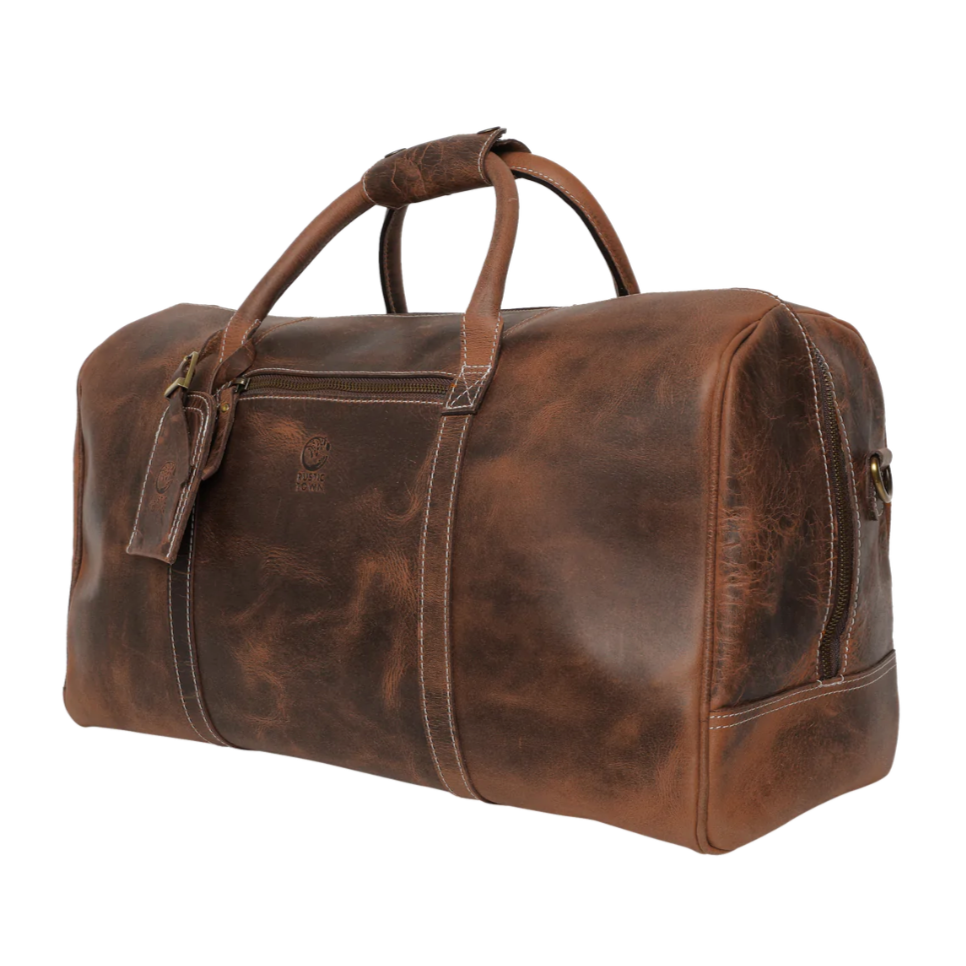 RusticTown Sasha Carry On Leather Duffle Bag (Mulberry) - Dudes Boutique