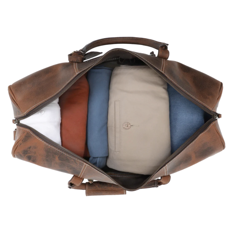 RusticTown Sasha Carry On Leather Duffle Bag (Mulberry) - Dudes Boutique