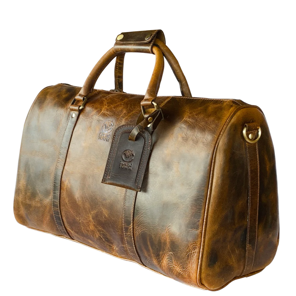 RusticTown Nando Adventure Leather Travel Duffle Bag (Brown) - Dudes Boutique