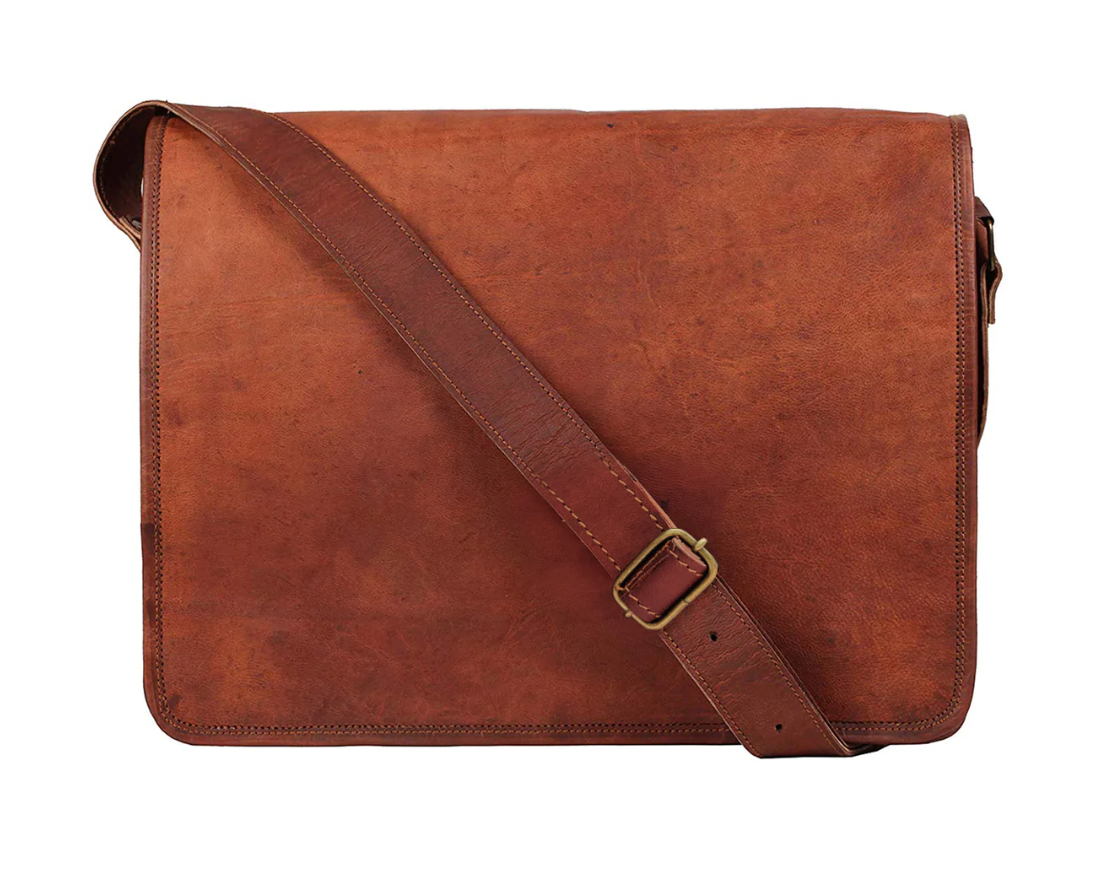 RusticTown Artisian Leather Messenger Bag Crossbody Laptop Satchel (14 Inch) - Dudes Boutique