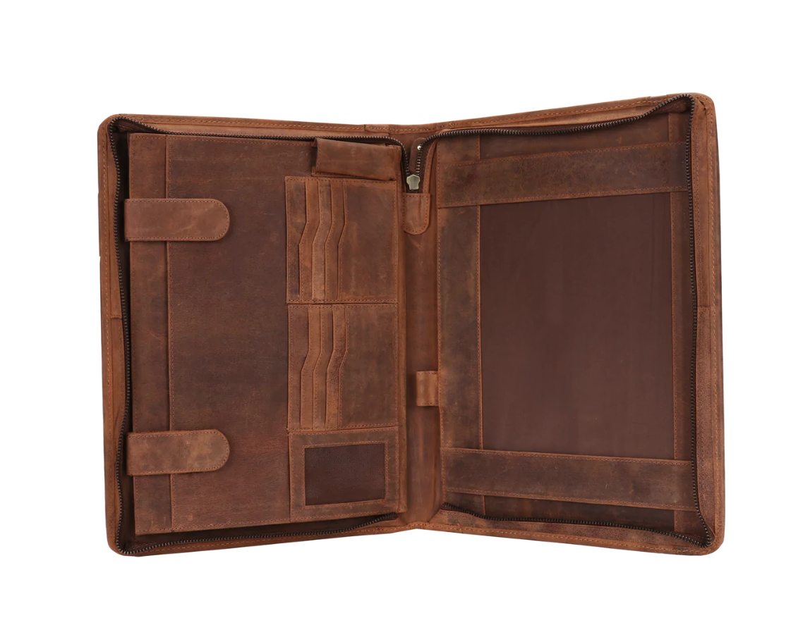 RusticTown Professional Leather Portfolio (Tan) - Dudes Boutique