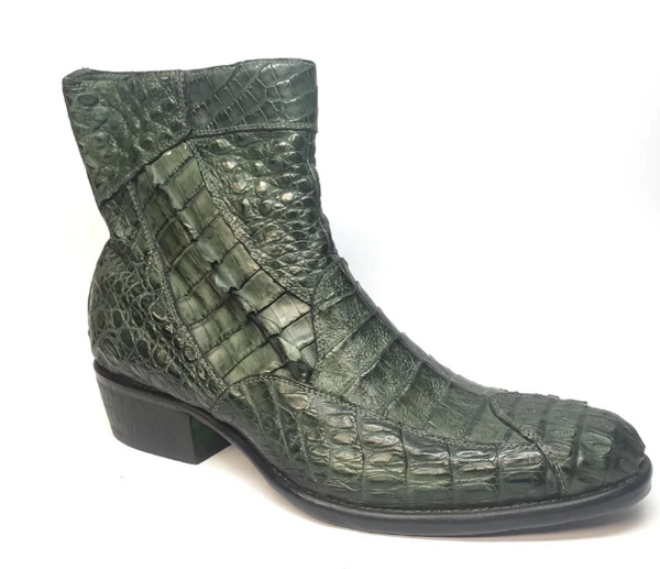 Calzoleria Toscana Forest Green All-Over Horn-back Crocodile Ankle Boots - Dudes Boutique