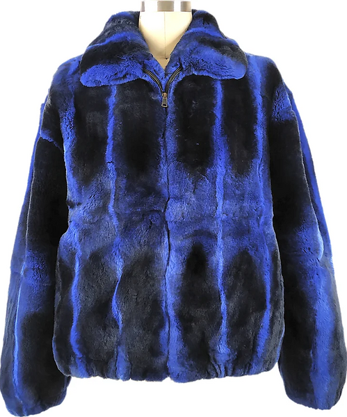 Kashani Blue Rex Chinchilla Fur Coat - Dudes Boutique