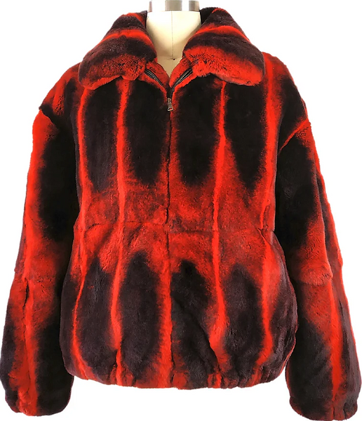 Kashani Red Rex Chinchilla Fur Coat - Dudes Boutique