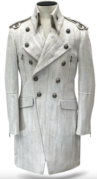 Angelino Majesty White Double Breasted Long Coat - Dudes Boutique