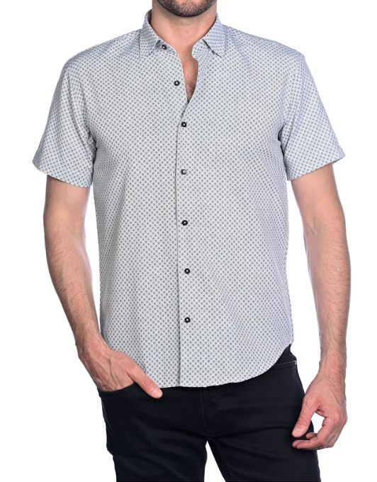 Mizumi M651-S -A Black Short Sleeve Button Up Shirt - Dudes Boutique