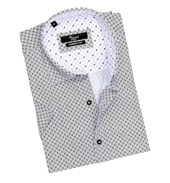 Mizumi M651-S -A Black Short Sleeve Button Up Shirt - Dudes Boutique