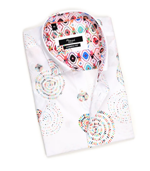 Mizumi M729-S -A White Short Sleeve Button Up Shirt - Dudes Boutique