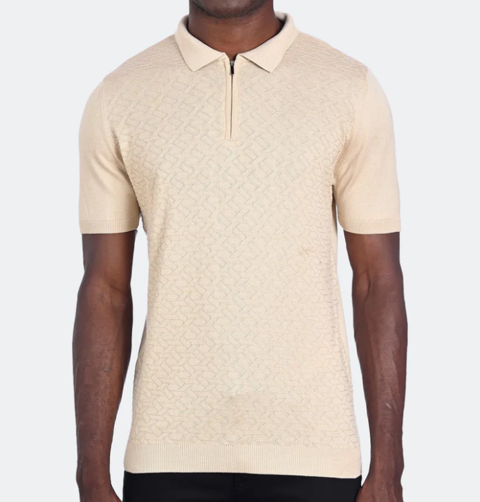 LCR Men's Tan Clean Geo Polo Shirt - Dudes Boutique