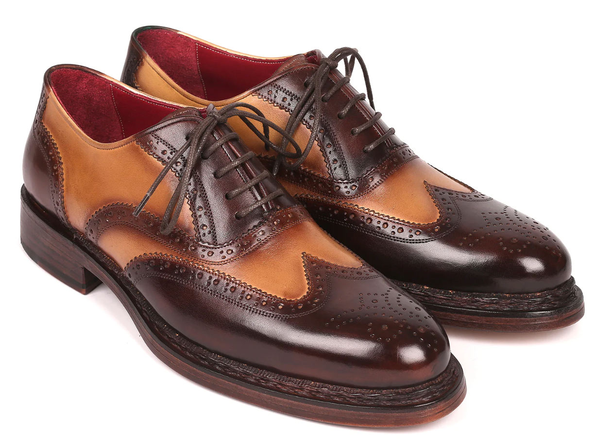 Paul Parkman Wingtip Oxfords Goodyear Welted Brown & Beige - Dudes Boutique