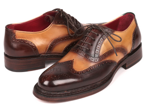 Paul Parkman Wingtip Oxfords Goodyear Welted Brown & Beige - Dudes Boutique