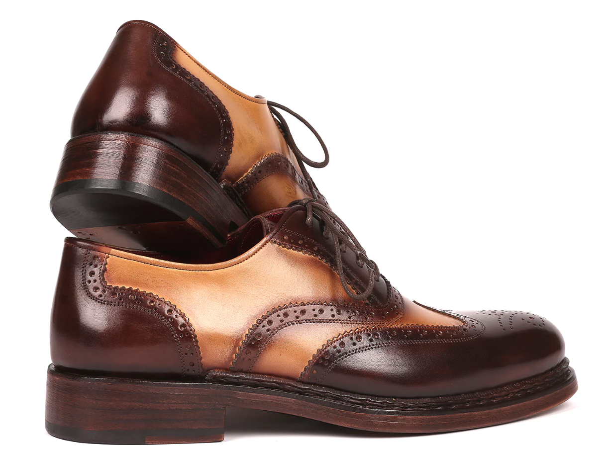 Paul Parkman Wingtip Oxfords Goodyear Welted Brown & Beige - Dudes Boutique