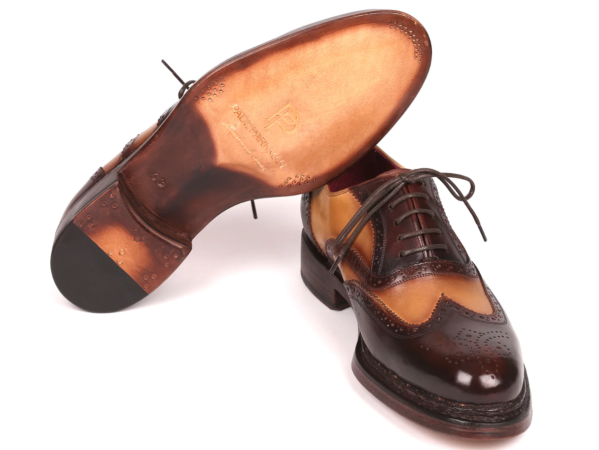 Paul Parkman Wingtip Oxfords Goodyear Welted Brown & Beige - Dudes Boutique