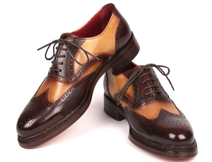 Paul Parkman Wingtip Oxfords Goodyear Welted Brown & Beige - Dudes Boutique