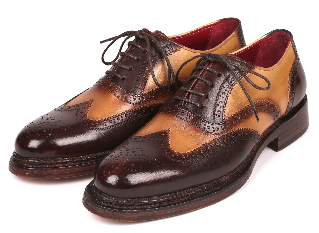 Paul Parkman Wingtip Oxfords Goodyear Welted Brown & Beige - Dudes Boutique