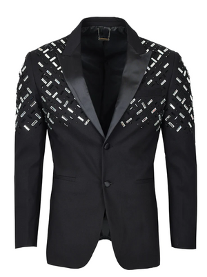 Barabas Men's Charm Black Crystal Blazer - Dudes Boutique