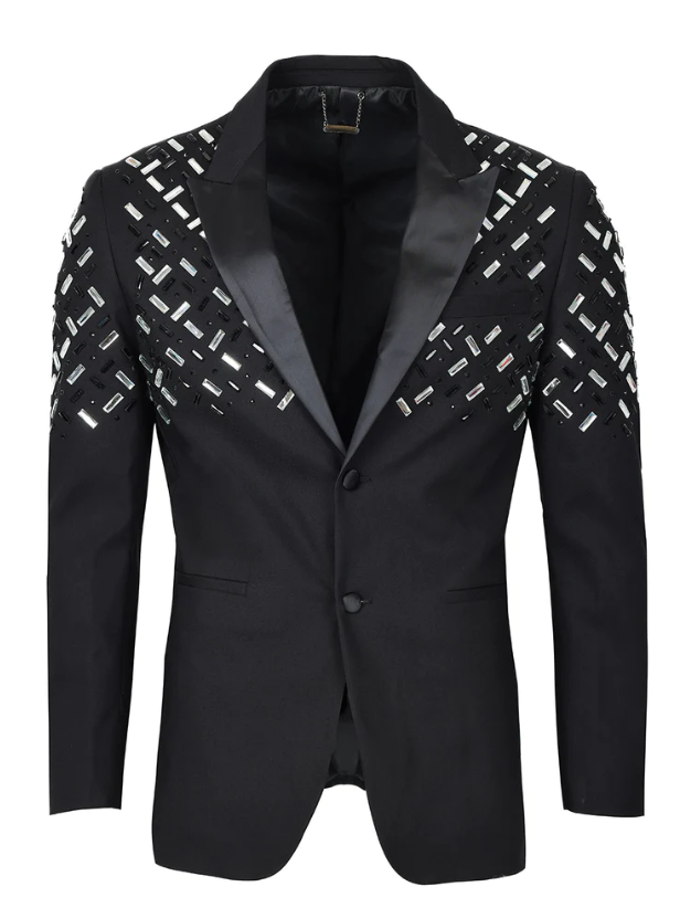 Barabas Men's Charm Black Crystal Blazer - Dudes Boutique