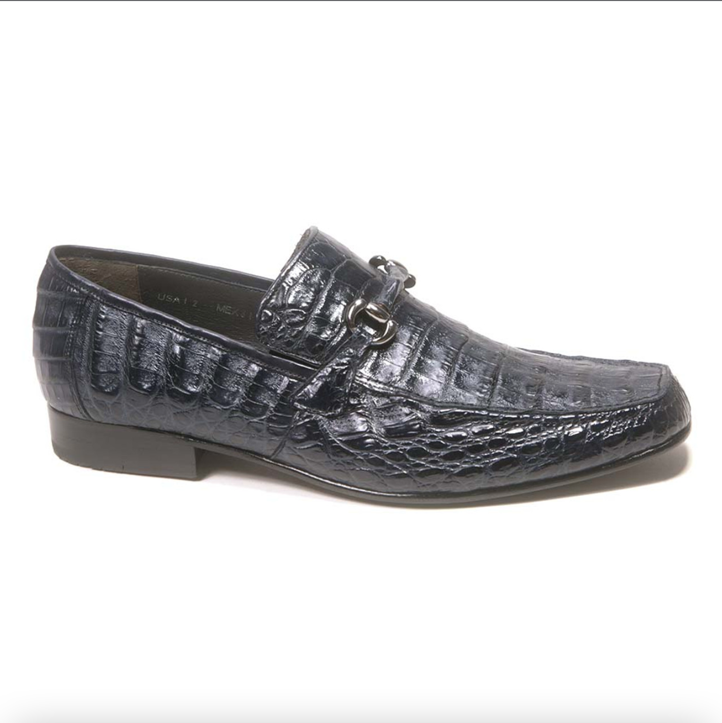 Los Altos All-Over Navy Blue Crocodile Belly Loafers - Dudes Boutique