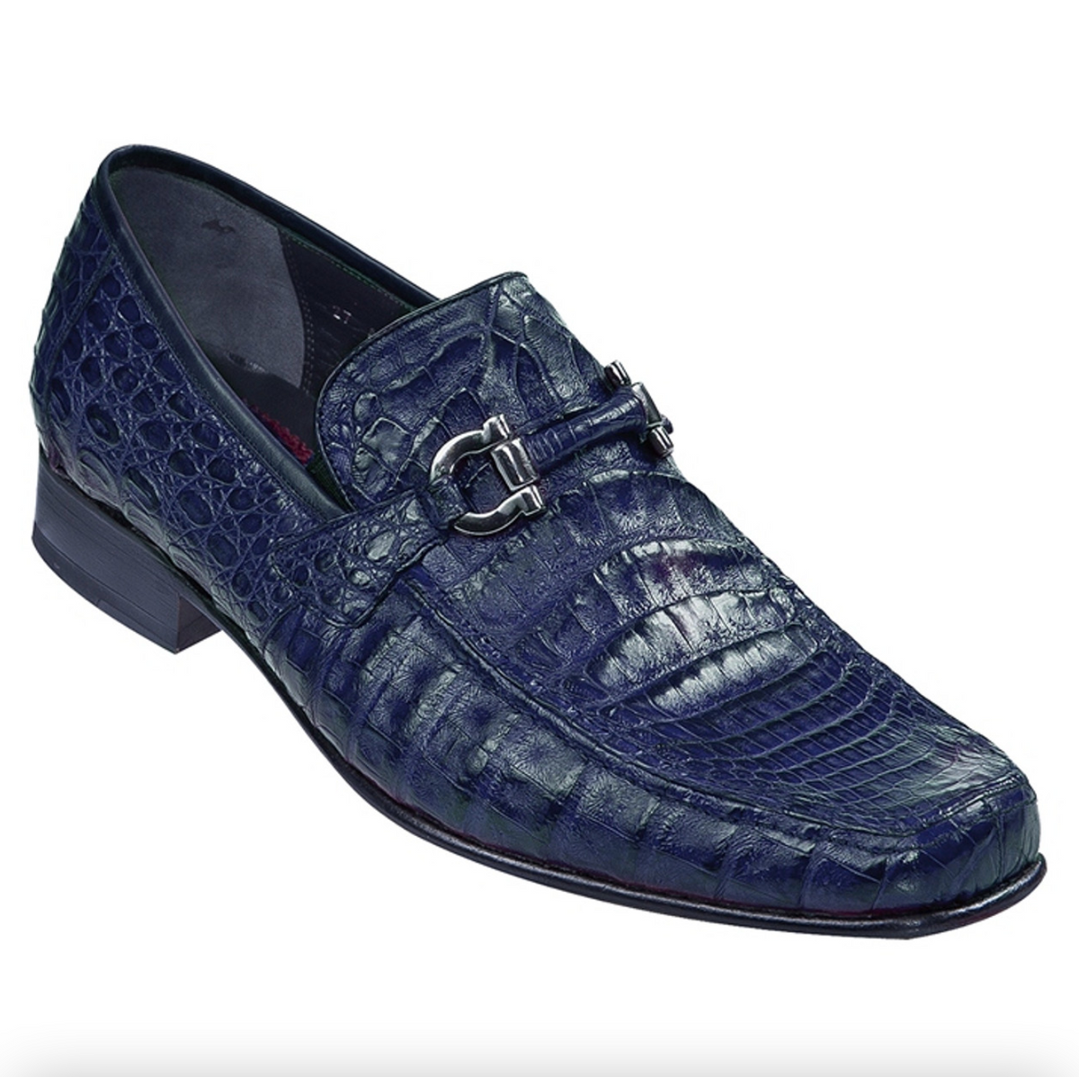 Los Altos All-Over Navy Blue Crocodile Belly Loafers - Dudes Boutique