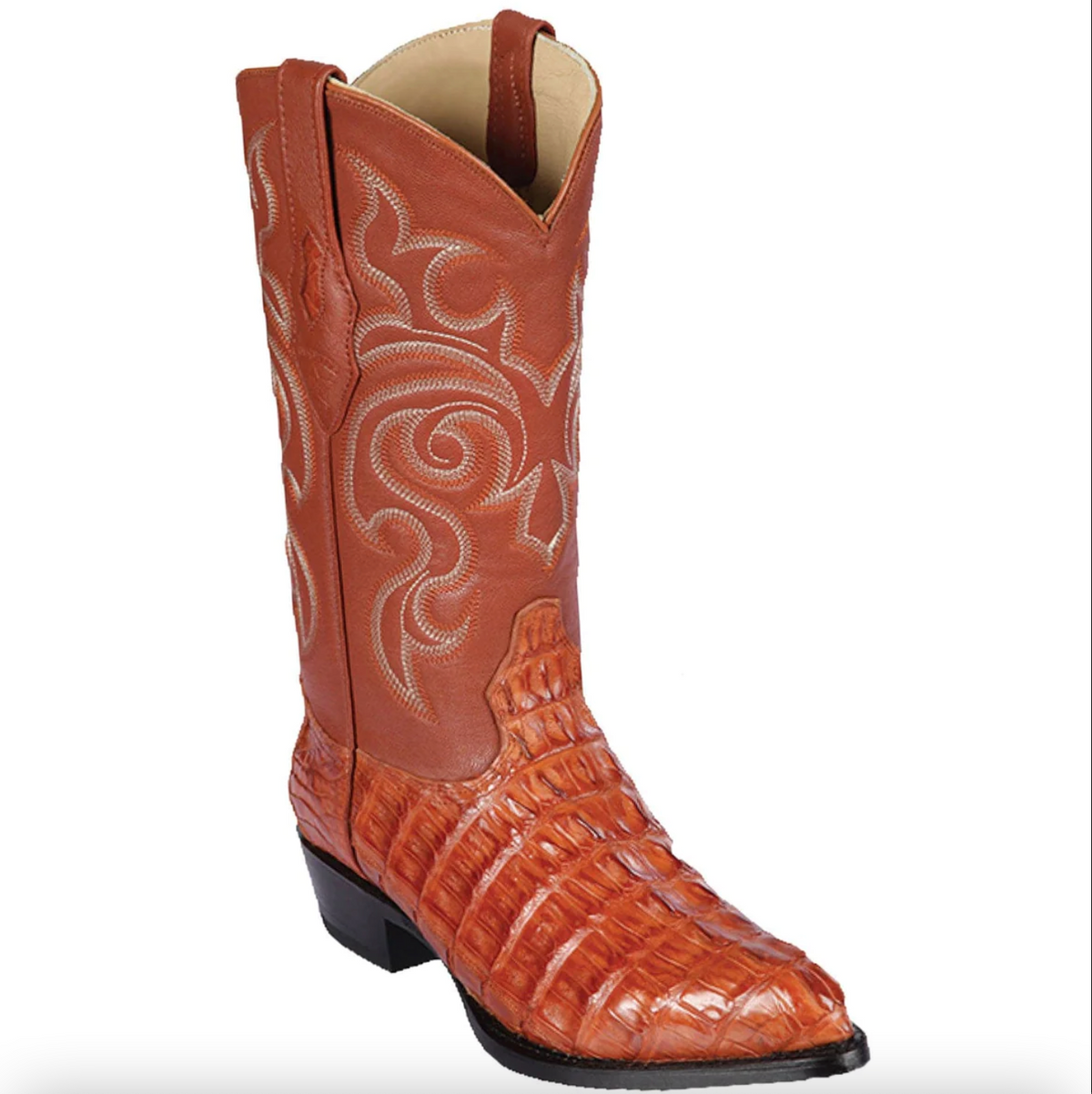 Los Altos Cognac Crocodile J-toe Cowboy Boots - Dudes Boutique