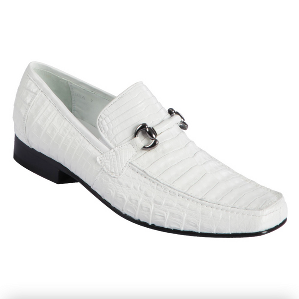 Los Altos All-Over White Crocodile Belly Loafers - Dudes Boutique