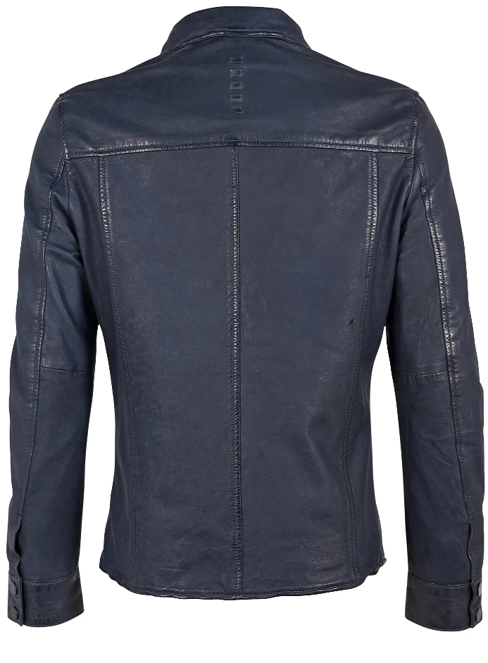 Mauritius Men's Marcel Leather Jacket, Dark Blue - Dudes Boutique