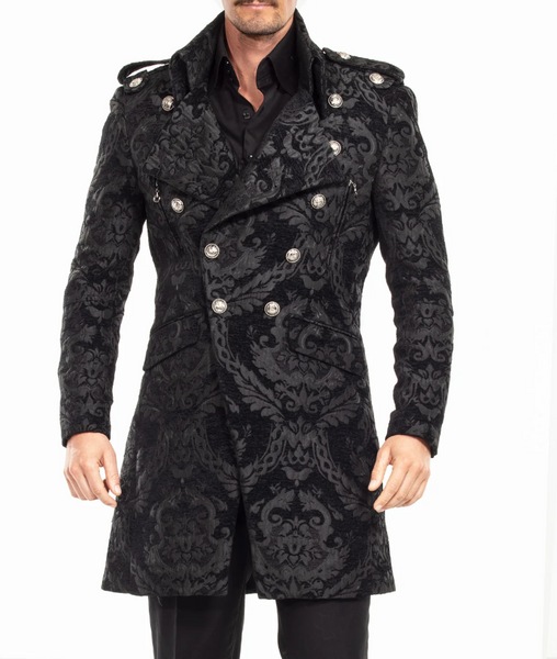 Angelino Majesty Black Double Breasted Long Coat - Dudes Boutique