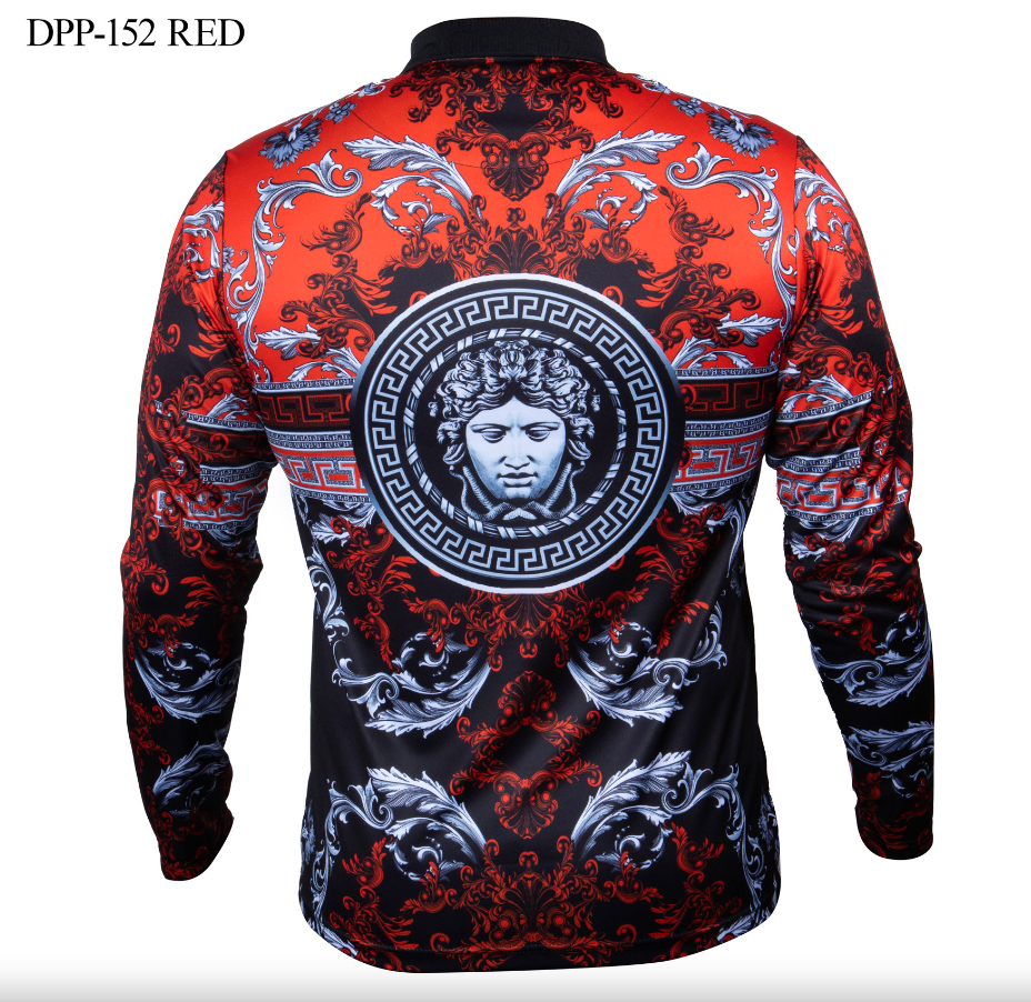 Prestige Red/Black Greek Key Long Sleeve Shirt - Dudes Boutique