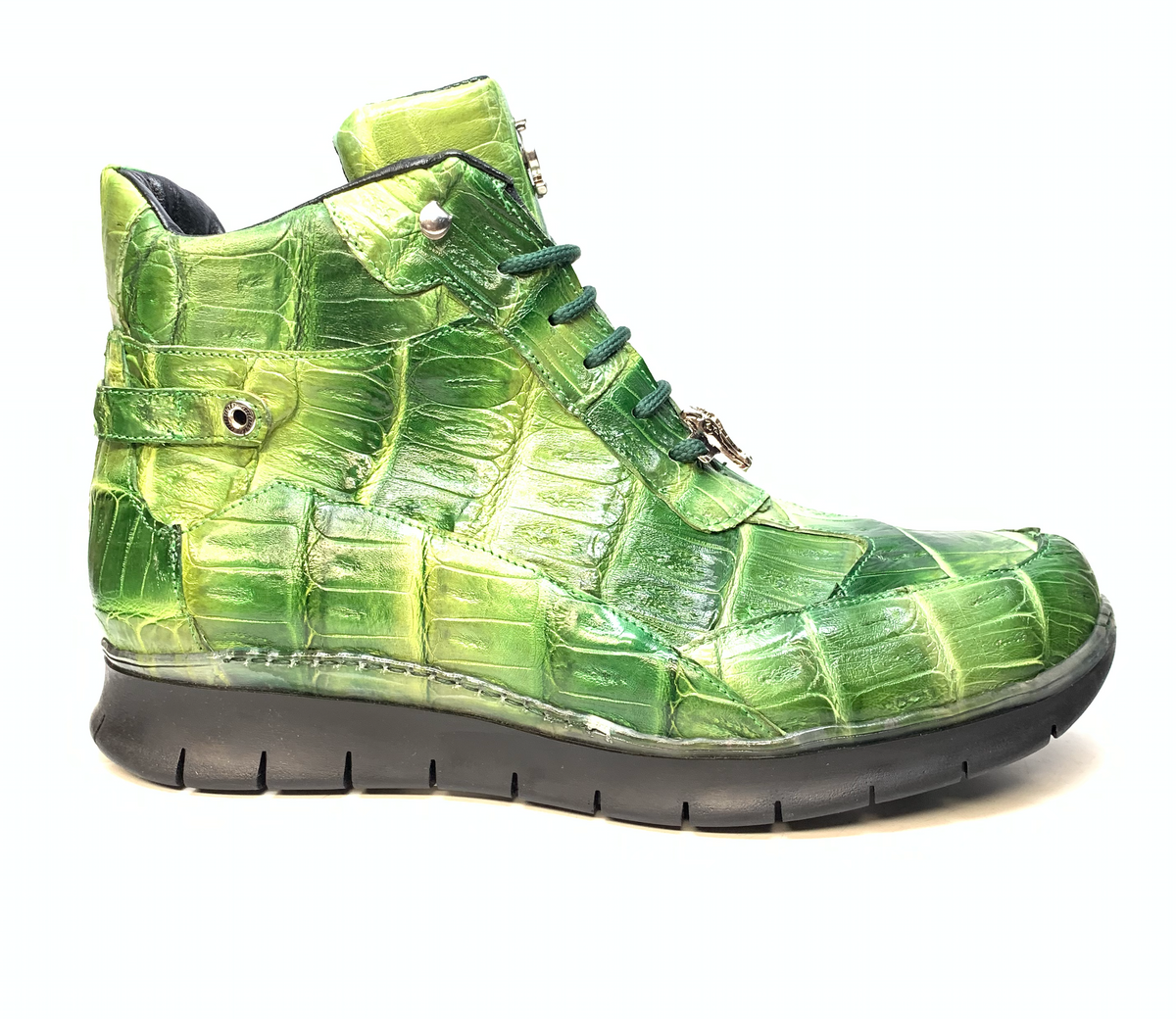 Mauri 8567 Multi Green Crocodile Hightop Sneakers - Dudes Boutique