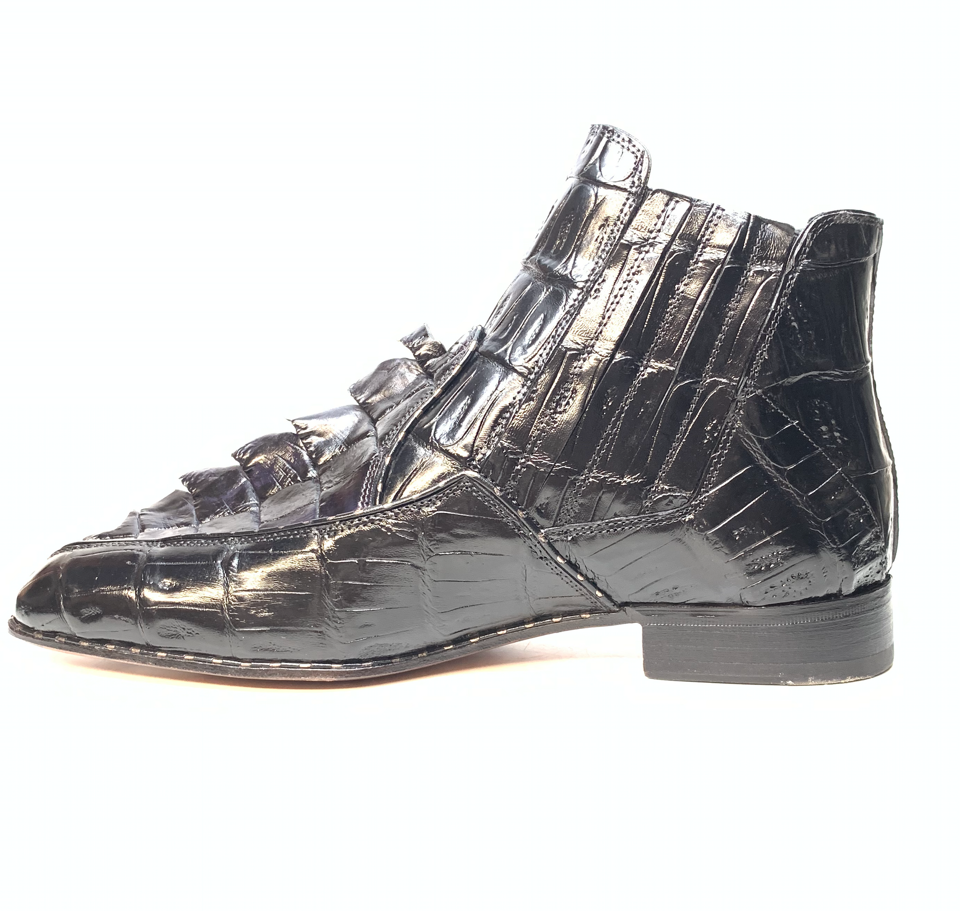 Mauri 4880 Charcoal Grey Genuine Baby Crocodile / Hornback Tail Hand Painted Boots - Dudes Boutique