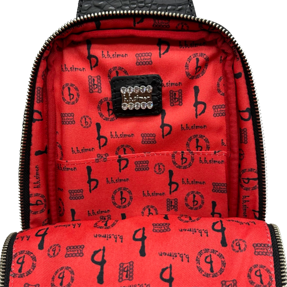 b.b. Simon Sling Bag - Black Croc - Dudes Boutique