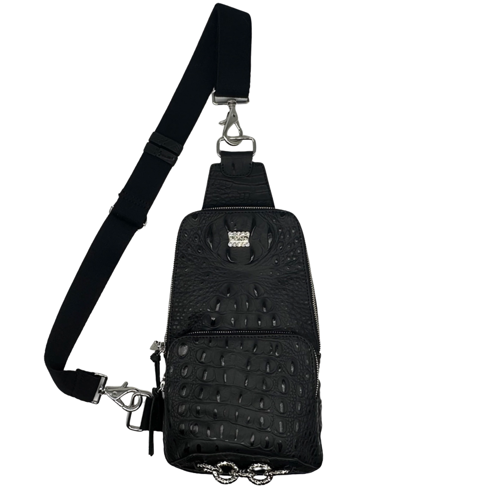 b.b. Simon Sling Bag - Black Croc - Dudes Boutique