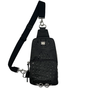 b.b. Simon Sling Bag - Black Croc - Dudes Boutique