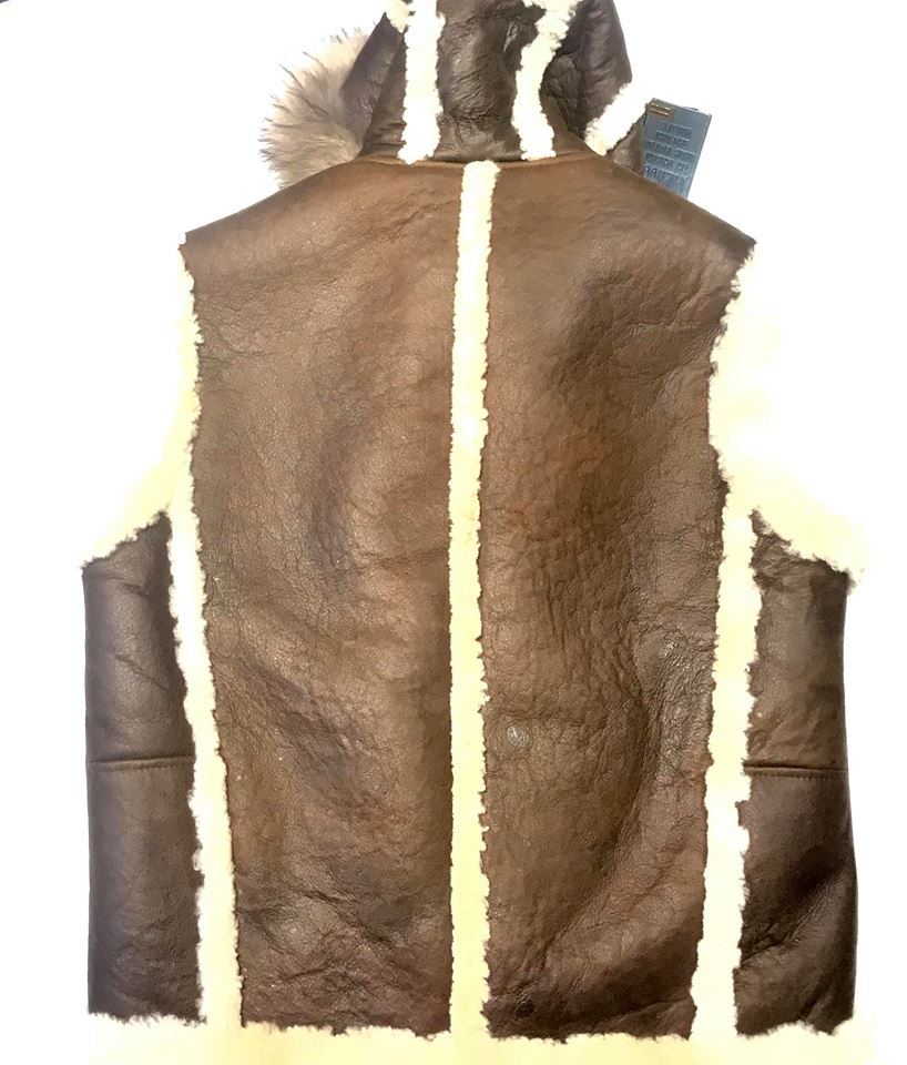 Jakewood Brown Shearling Fox Collar Vest - Dudes Boutique