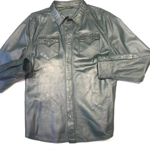 G-Gator Forest Green Gator/Lambskin Button-Up Shirt - Dudes Boutique