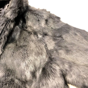 Winter Fur Gray Rabbit Bomber Fur Coat - Dudes Boutique