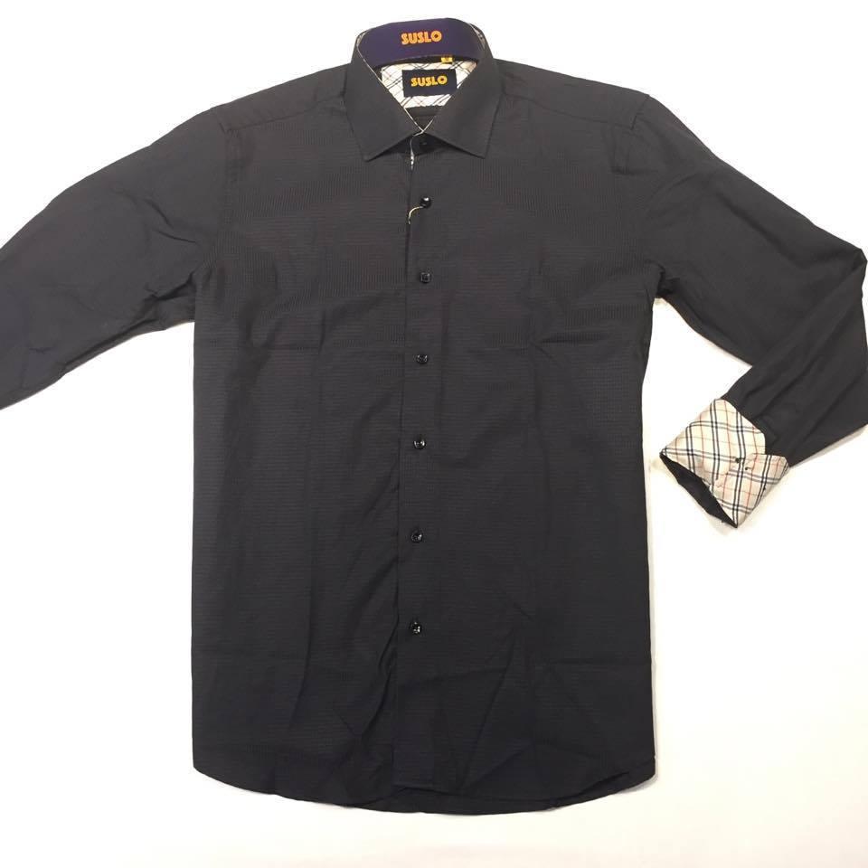 Suslo Couture Men's Black Plaid Button-Up Shirt - Dudes Boutique