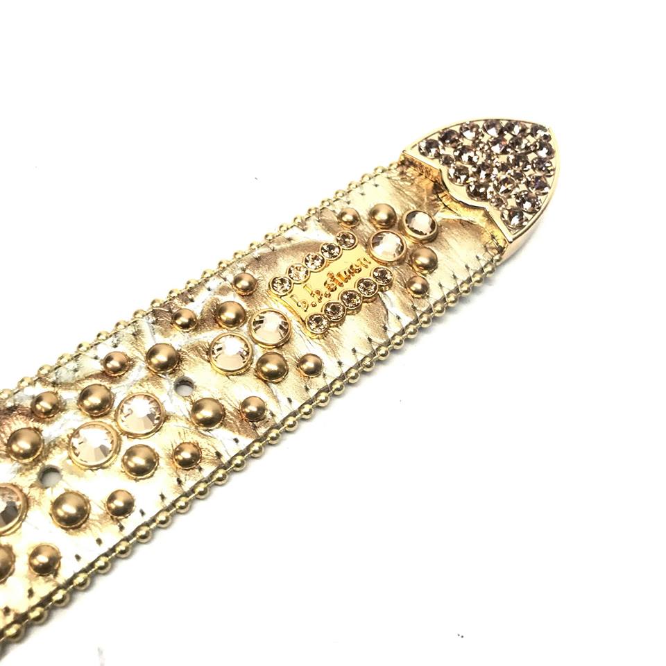 b.b. Simon Fully Loaded 'Gold Croc' Crystal Belt - Dudes Boutique