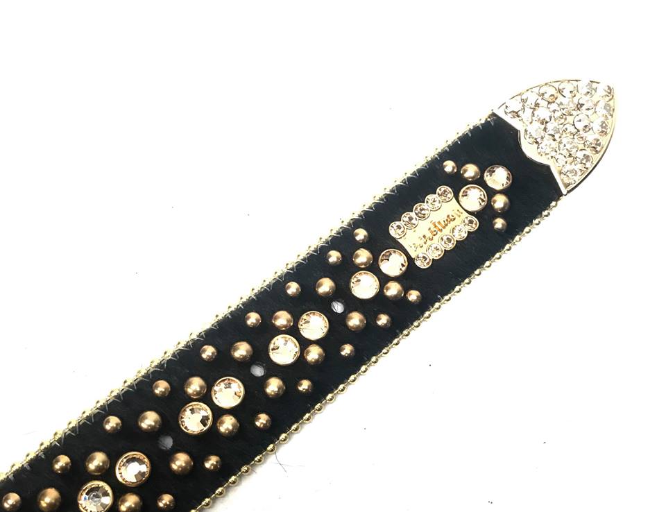 b.b. Simon Black & Gold Pony Hair Fully Loaded Belt - Dudes Boutique