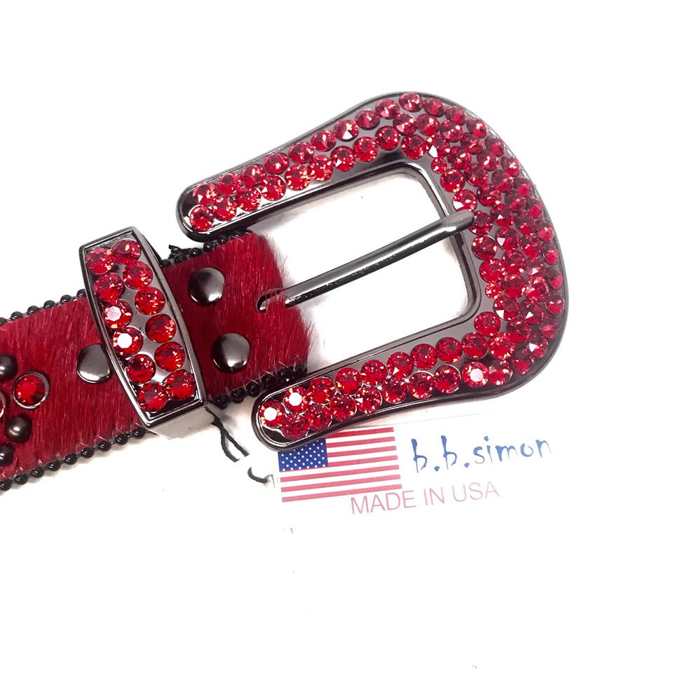 b.b. Simon Fully Loaded 'Blood Red' Pony Crystal Belt - Dudes Boutique