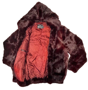 Winter Fur Wine Rabbit Bomber Fur Coat - Dudes Boutique