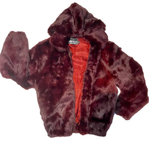 Winter Fur Wine Rabbit Bomber Fur Coat - Dudes Boutique