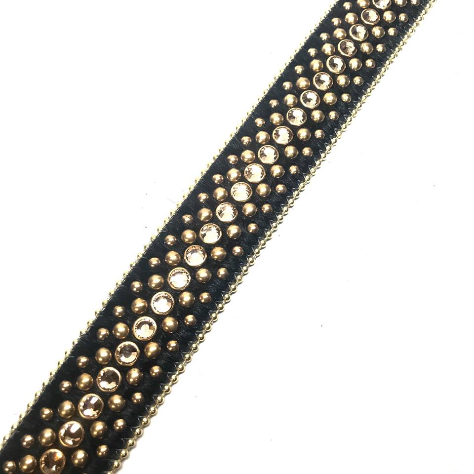 b.b. Simon Black & Gold Pony Hair Fully Loaded Belt - Dudes Boutique