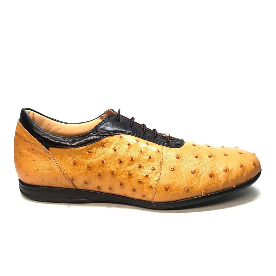 Mauri 9295 Brown/Cognac Ostrich/Nappa Lace-Up Shoe - Dudes Boutique