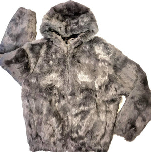 Winter Fur Gray Rabbit Bomber Fur Coat – Dudes Boutique