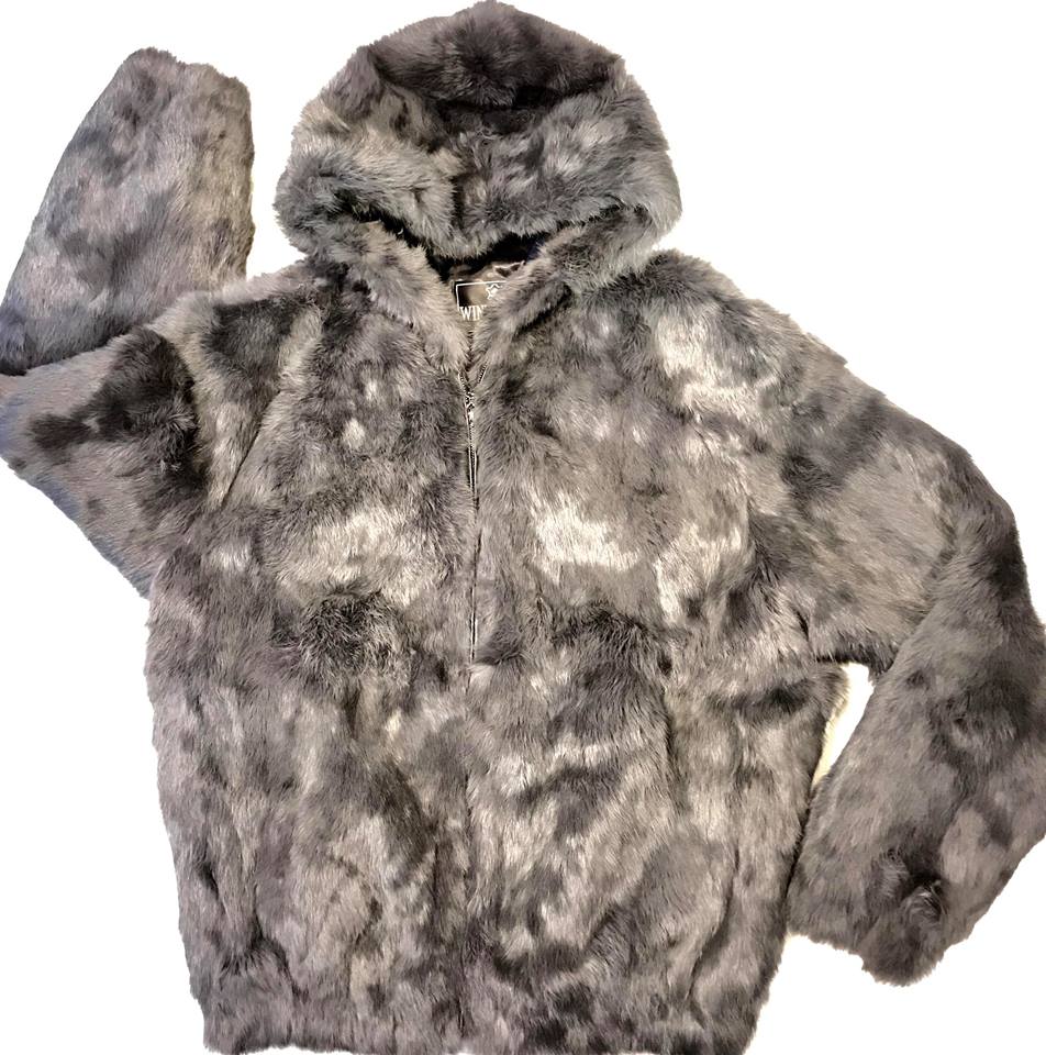 Winter Fur Gray Rabbit Bomber Fur Coat - Dudes Boutique